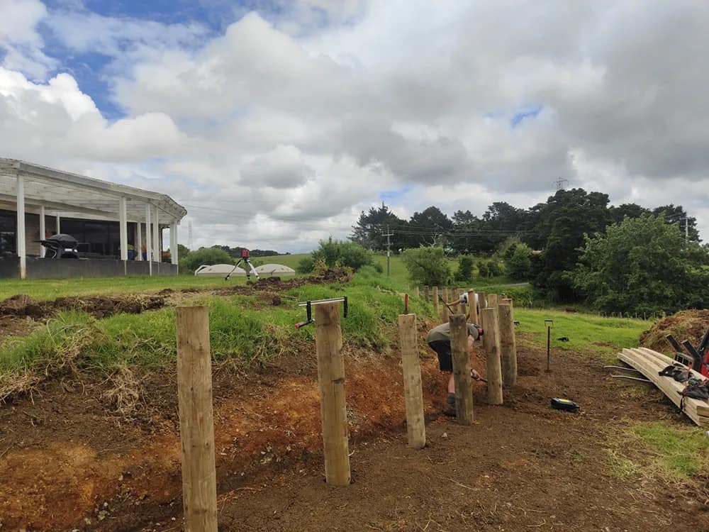 Fence Force rural retaining wall Fence Force retaining wall construction on a rural property