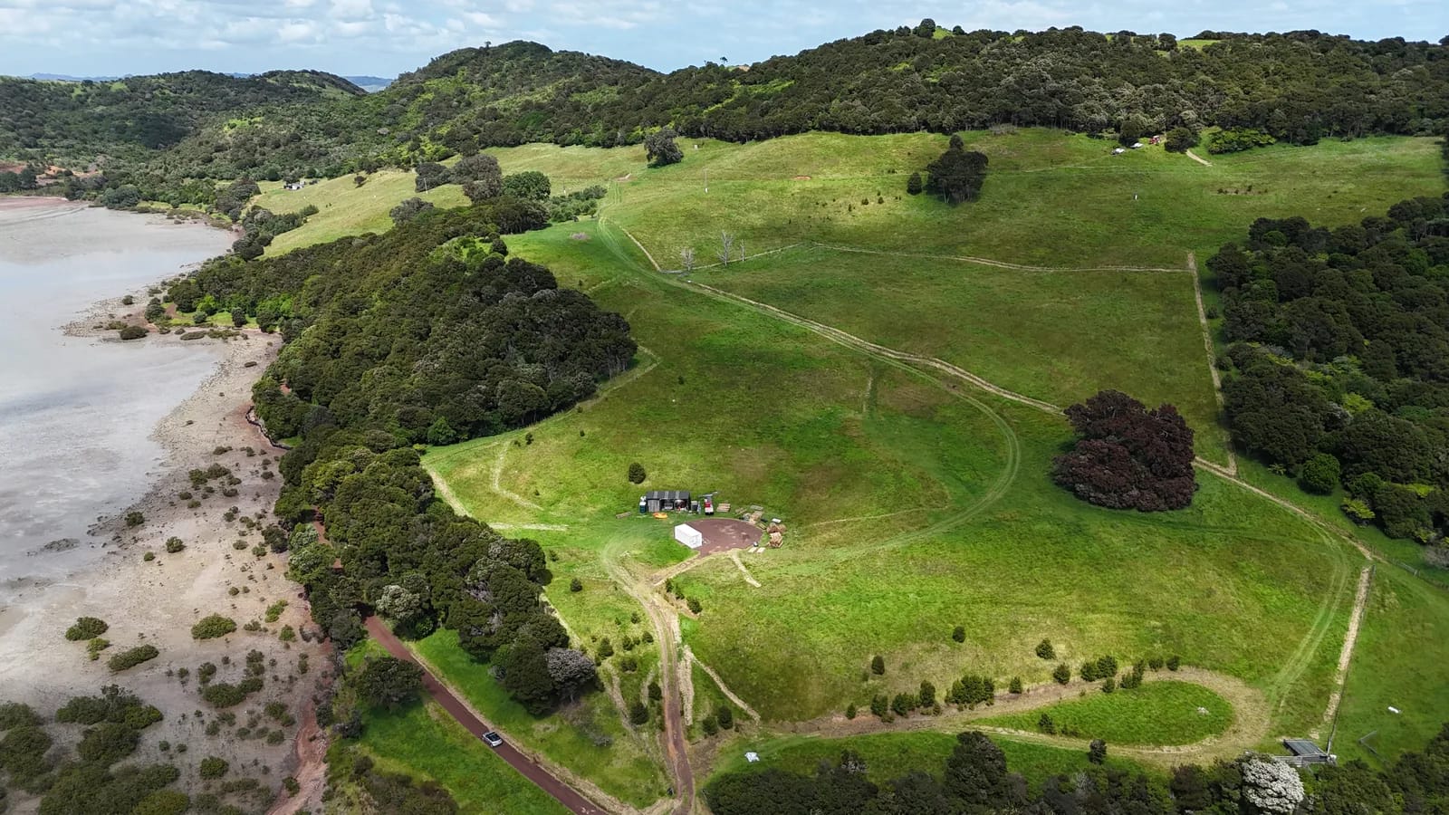 te matuku coastal farm aerial